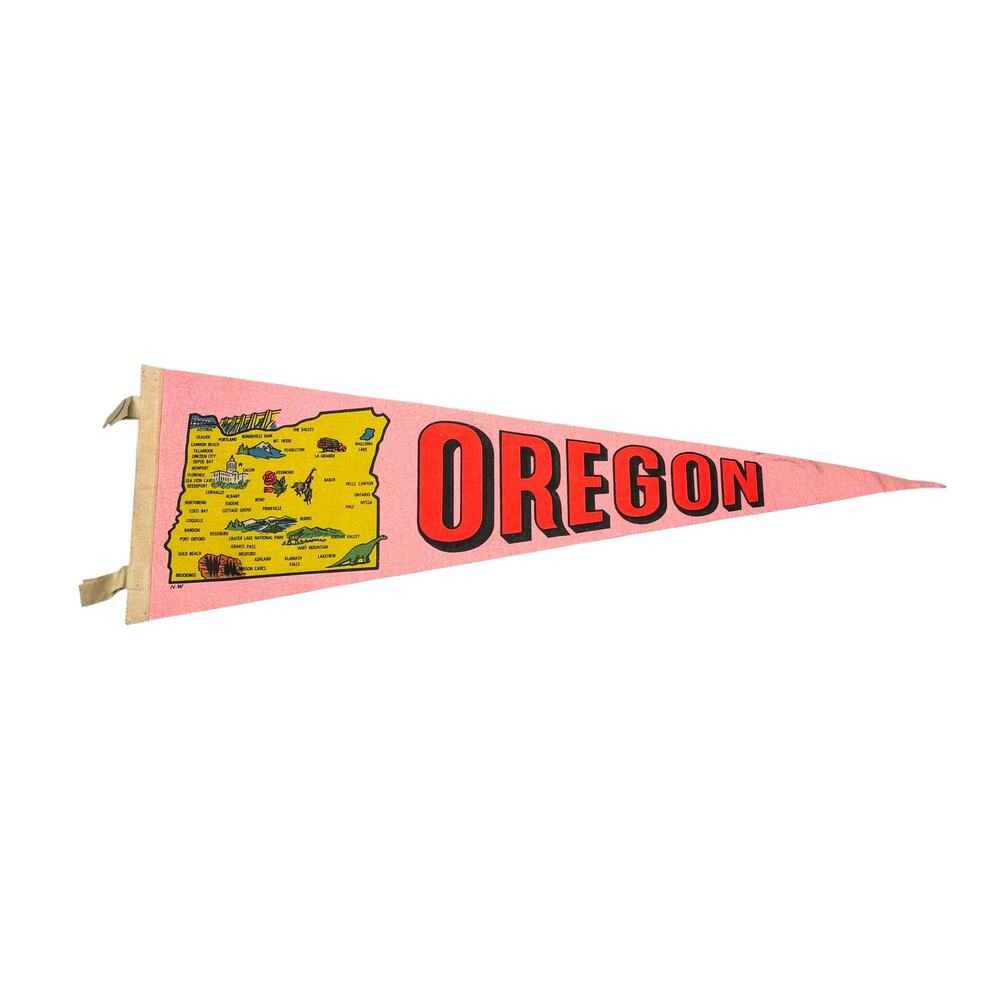 Vintage Oregan State Souvenir Travel Felt Pennant 26" 1950s 60s
